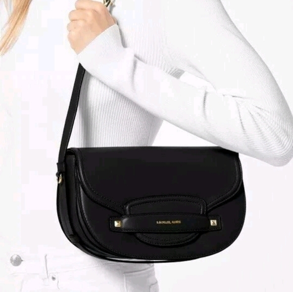 MICHAEL KORS black Leather Saddlebag Convertible Bag. HTF!! - Picture 3 of 9